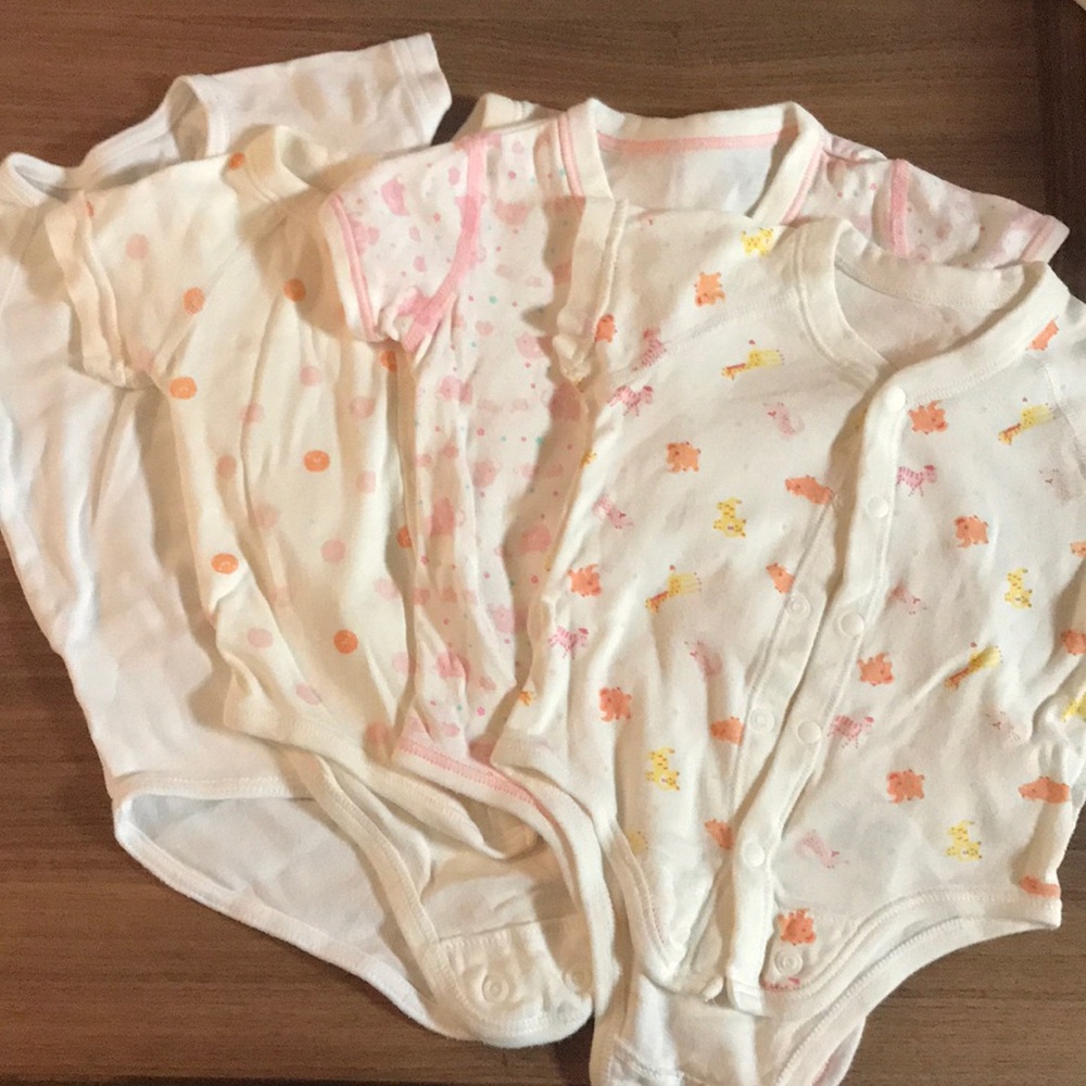 4sets of organic cotton open front baby bodysuit